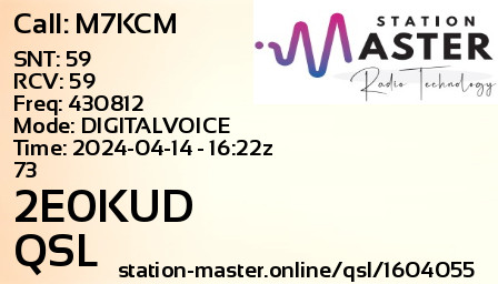 QSL Card for 2E0KUD QSO with M7KCM