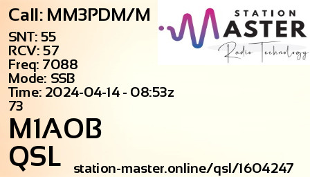 QSL Card for M1AOB QSO with MM3PDM/M