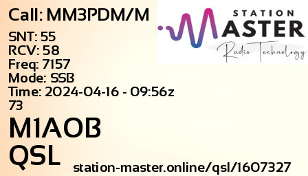 QSL Card for M1AOB QSO with MM3PDM/M