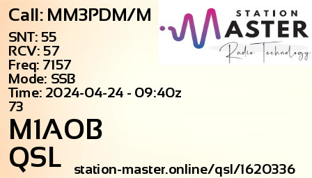 QSL Card for M1AOB QSO with MM3PDM/M