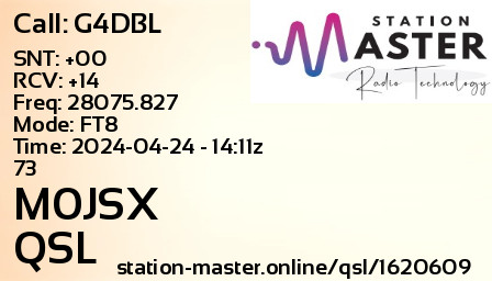 QSL Card for M0JSX QSO with G4DBL