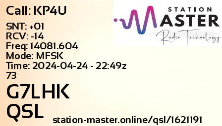 QSL Card for G7LHK QSO with KP4U