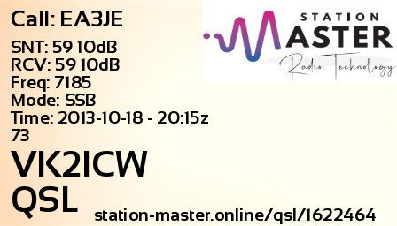 QSL Card for VK2ICW QSO with EA3JE