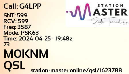 QSL Card for M0KNM QSO with G4LPP