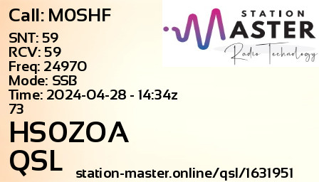 QSL Card for HS0ZOA QSO with M0SHF