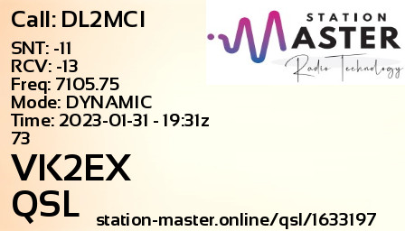 QSL Card for VK2EX QSO with DL2MCI