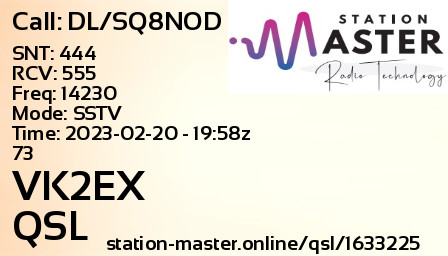 QSL Card for VK2EX QSO with DL/SQ8NOD