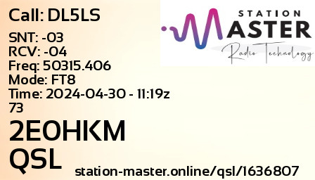 QSL Card for 2E0HKM QSO with DL5LS
