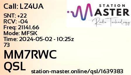 QSL Card for MM7RWC QSO with LZ4UA