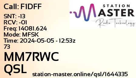 QSL Card for MM7RWC QSO with F1DFF