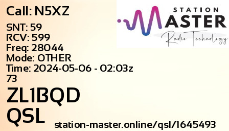 QSL Card for ZL1BQD QSO with N5XZ
