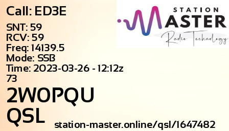 QSL Card for 2W0PQU QSO with ED3E