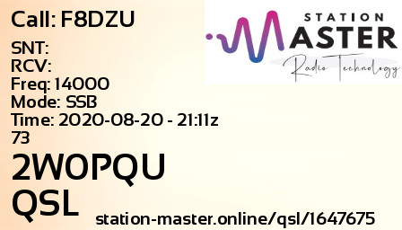 QSL Card for 2W0PQU QSO with F8DZU