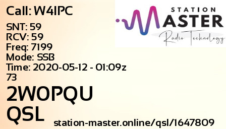 QSL Card for 2W0PQU QSO with W4IPC