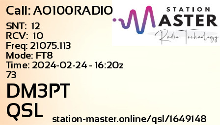 QSL Card for DM3PT QSO with AO100RADIO