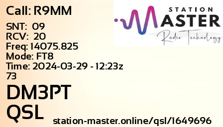 QSL Card for DM3PT QSO with R9MM