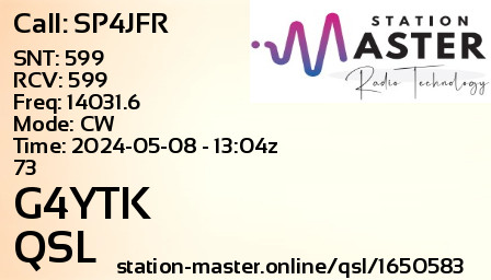 QSL Card for G4YTK QSO with SP4JFR