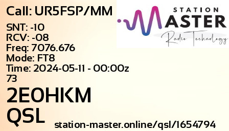 QSL Card for 2E0HKM QSO with UR5FSP/MM