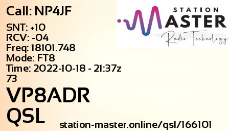 QSL Card for VP8ADR QSO with NP4JF
