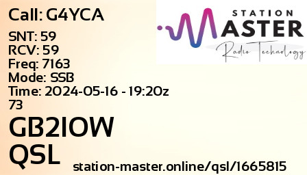 QSL Card for GB2IOW QSO with G4YCA