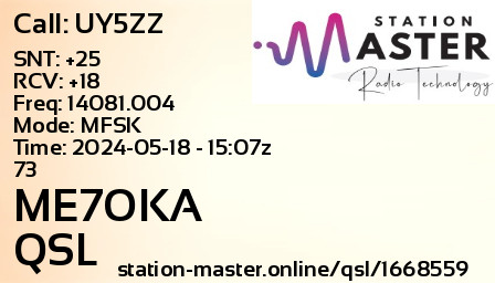 QSL Card for ME7OKA QSO with UY5ZZ