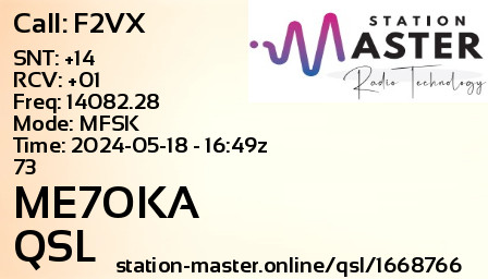 QSL Card for ME7OKA QSO with F2VX