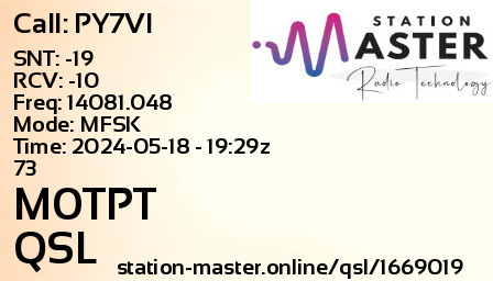 QSL Card for M0TPT QSO with PY7VI