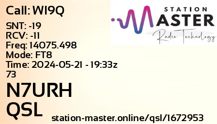 QSL Card for N7URH QSO with WI9Q