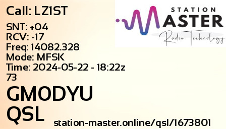QSL Card for GM0DYU QSO with LZ1ST