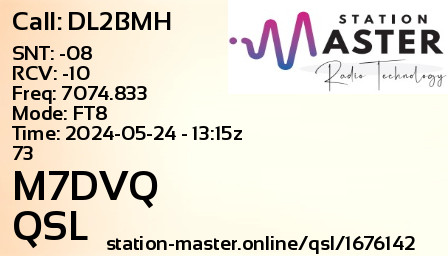 QSL Card for M7DVQ QSO with DL2BMH