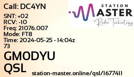 QSL Card for GM0DYU QSO with DC4YN