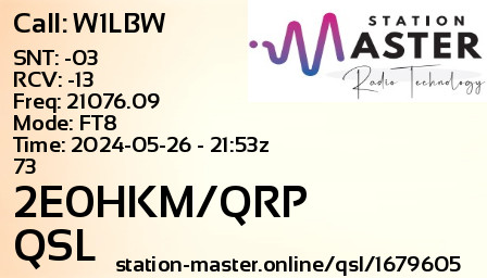 QSL Card for 2E0HKM/QRP QSO with W1LBW