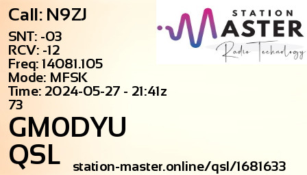 QSL Card for GM0DYU QSO with N9ZJ