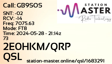 QSL Card for 2E0HKM/QRP QSO with GB9SOS