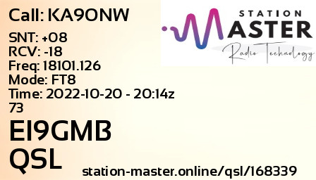 QSL Card for EI9GMB QSO with KA9ONW