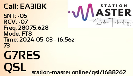 QSL Card for G7RES QSO with EA3IBK