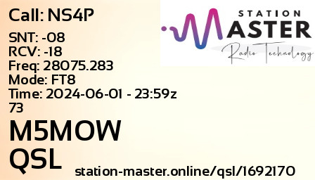 QSL Card for M5MOW QSO with NS4P