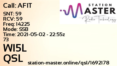 QSL Card for WI5L QSO with AF1T