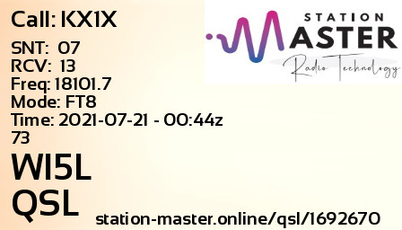 QSL Card for WI5L QSO with KX1X