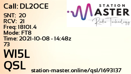 QSL Card for WI5L QSO with DL2OCE