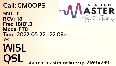 QSL Card for WI5L QSO with GM0OPS