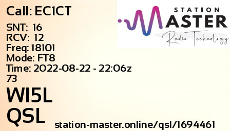 QSL Card for WI5L QSO with EC1CT