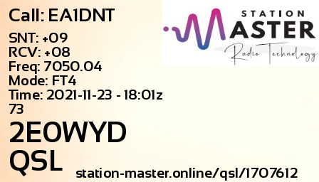 QSL Card for 2E0WYD QSO with EA1DNT