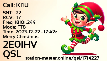 QSL Card for 2E0IHV QSO with KI1U
