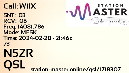 QSL Card for N5ZR QSO with W1IX