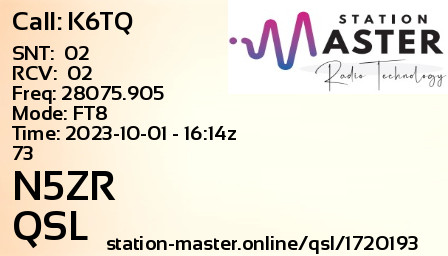 QSL Card for N5ZR QSO with K6TQ