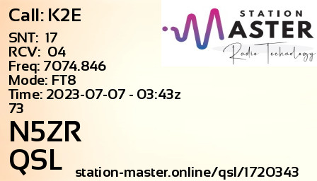 QSL Card for N5ZR QSO with K2E
