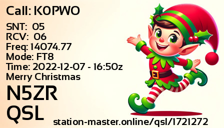QSL Card for N5ZR QSO with K0PWO