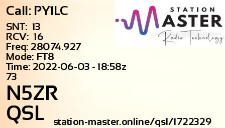 QSL Card for N5ZR QSO with PY1LC
