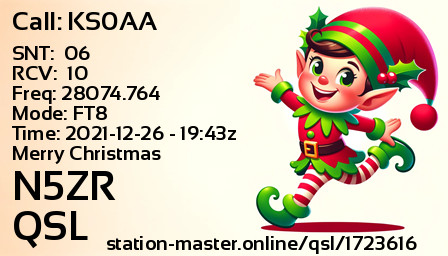 QSL Card for N5ZR QSO with KS0AA